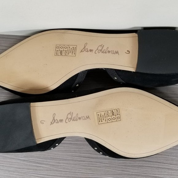 Sam Edelman Roni Studded Half d'Orsay Flat, Black Suede, Womens Size 6 - Picture 9 of 9